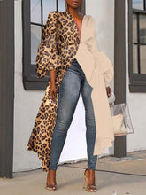 Load image into Gallery viewer, Women'S V-Neck Lantern Sleeve Leopard Print Long Top