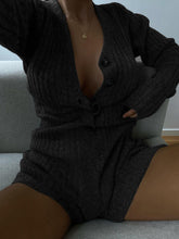 Load image into Gallery viewer, Fashion Long-Sleeved V-Neck Knitted Jumpsuit