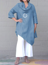 Load image into Gallery viewer, Casual Pile Collar Irregular Hem Cotton And Linen Women'S Two-Piece Suit