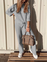 Load image into Gallery viewer, Knitted V-neck Long Sleeve Casual Solid Color Two-piece Suit