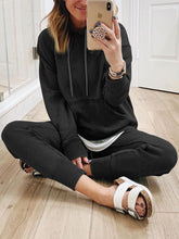 Load image into Gallery viewer, Hooded Long Sleeve Casual Sweatshirt Solid Color Two-piece Suit