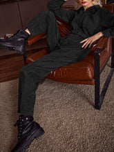 Load image into Gallery viewer, Button Front Buckle Belted Patch Pocket Corduroy Jumpsuit