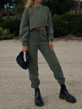 Load image into Gallery viewer, Pure Color Fashion Round Neck Sweatshirt Casual Two-piece Suit