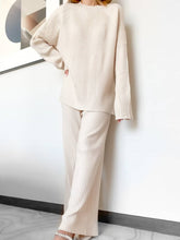 Load image into Gallery viewer, Comfortable Casual Solid Color Round Neck Knitted Two-Piece Suit