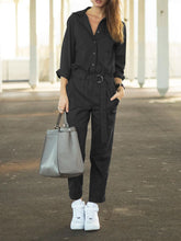 Load image into Gallery viewer, Fashion Button Casual Solid Color Ladies Jumpsuit