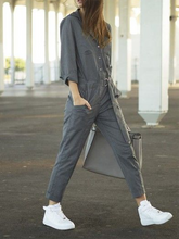 Load image into Gallery viewer, Fashion Button Casual Solid Color Ladies Jumpsuit