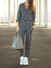Load image into Gallery viewer, Fashion Button Casual Solid Color Ladies Jumpsuit