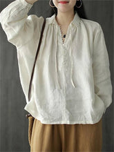 Load image into Gallery viewer, Retro Romantic Lace-Up Women'S Long-Sleeved Shirt