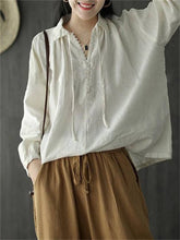 Load image into Gallery viewer, Retro Romantic Lace-Up Women'S Long-Sleeved Shirt