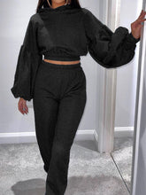 Load image into Gallery viewer, Hooded Lantern Sleeve Loose Casual Two-piece Suit