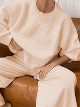 Load image into Gallery viewer, Pure Color Casual Round Neck Knitted Two-Piece Suit