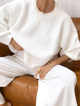 Load image into Gallery viewer, Pure Color Casual Round Neck Knitted Two-Piece Suit