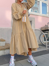 Load image into Gallery viewer, Fashion V-neck Lantern Sleeve Casual Loose Dress