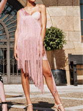 Load image into Gallery viewer, Fashion Sexy Suspender Fringed Irregular Midi Dress