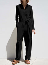 Load image into Gallery viewer, Fashion Loose Long Sleeve Lapel Casual Jumpsuit