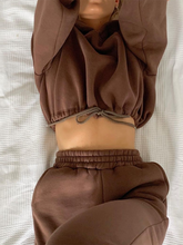 Load image into Gallery viewer, Fashion Solid Color Elastic Band Sweatshirt Two-piece Suit