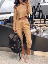 Load image into Gallery viewer, Hooded Drawstring Loose Top Casual Two-piece Suit