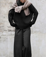 Load image into Gallery viewer, Loose Knit Top Silk Pants Two-piece Suit