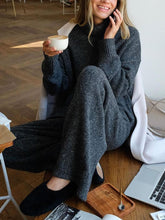 Load image into Gallery viewer, Turtleneck Sweater Loose Wide Leg Pants Two-Piece Suit