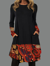 Load image into Gallery viewer, Stitching Printed Round Neck Dress