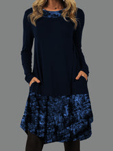 Load image into Gallery viewer, Printed Round Neck Stitching Dress