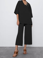 Load image into Gallery viewer, Fashion Casual Solid Color V-Neck Loose Two-Piece Suit