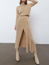 Load image into Gallery viewer, Casual Knitted Long Sleeve High Neck Two-Piece Suit