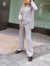 Load image into Gallery viewer, High Collar Irregular Hem Knitting Two-Piece Suit
