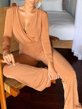 Load image into Gallery viewer, Sexy Deep V Neck High Waist Slim Solid Color Jumpsuit