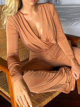 Load image into Gallery viewer, Sexy Deep V Neck High Waist Slim Solid Color Jumpsuit