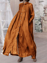 Load image into Gallery viewer, Retro Literary Long-Sleeved Big Swing Blouse Dress