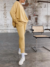 Load image into Gallery viewer, Pure Color Round Neck Loose Long-sleeved Sweatshirt Two-piece Suit
