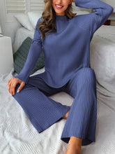 Load image into Gallery viewer, Half High Collar Cozy Pit Strip Knitting Two-piece Suit