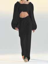 Load image into Gallery viewer, Fashion Solid Color Puff Sleeve Square Neck Two-Piece Suit