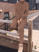 Load image into Gallery viewer, Fashion High Neck Zip Collar Long Sleeve Sports Loose Two-piece Suit
