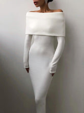 Load image into Gallery viewer, Fashion Solid Color One-Shoulder Slim Sweater Dress