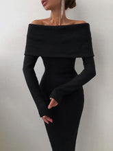 Load image into Gallery viewer, Fashion Solid Color One-Shoulder Slim Sweater Dress