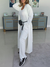 Load image into Gallery viewer, Pure Color Simple Long Cardigan Knitted Loose Three-piece Suit
