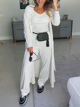 Load image into Gallery viewer, Pure Color Simple Long Cardigan Knitted Loose Three-piece Suit
