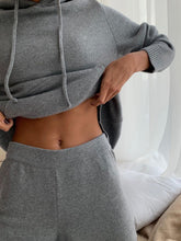 Load image into Gallery viewer, Knitted Hooded Pocket Hoodie Two-Piece Suit