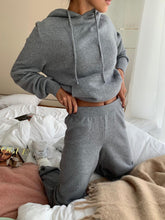 Load image into Gallery viewer, Knitted Hooded Pocket Hoodie Two-Piece Suit