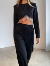 Load image into Gallery viewer, Fashion Solid Color Round Neck Tassel Design Casual Suit