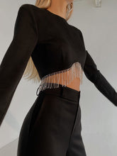 Load image into Gallery viewer, Fashion Solid Color Round Neck Tassel Design Casual Suit