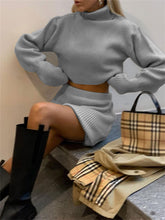 Load image into Gallery viewer, Fashion High Collar Solid Color Women'S Knitted Suit