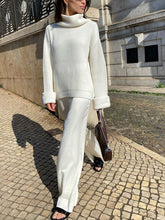 Load image into Gallery viewer, Turtleneck Sweater and Silk Pants Two-Piece Suit