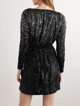 Load image into Gallery viewer, Fashion Elegant Long Sleeve Sequin Evening Dress