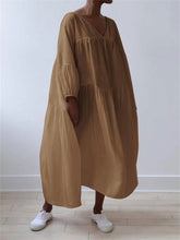 Load image into Gallery viewer, Elegant Solid Color V-Neck Women'S Dress