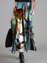 Load image into Gallery viewer, Fashion Printed Hollow Mid Sleeve Round Neck Dress