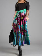 Load image into Gallery viewer, Fashion Retro Print Round Neck Sleeve Casual Dress