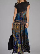 Load image into Gallery viewer, Vintage Print Long V-Neck A-Line Casual Dress